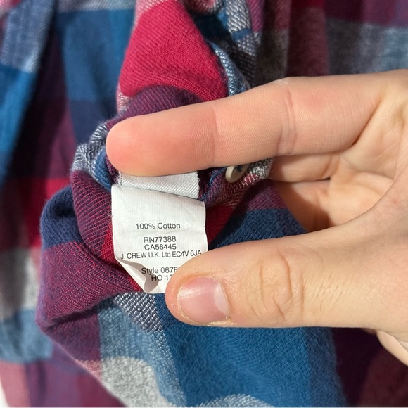 J. Crew Brushed Twill Plaid Flannel Shirt Button Down Red Blue Sz Large Slim Fit - Picture 7 of 8